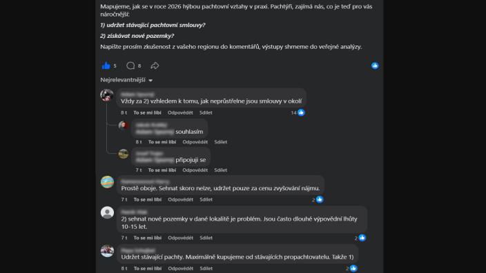 Otázku jsme položili i zemědělcům ve skupině Zemědělství pro každého