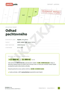 Titulní strana ukázkového reportu Odhad pachtovného